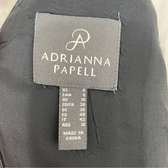 Adrianna Papell Pink Black Illusion Floral Mikado Gown Dress Formal Full Length - Picture 14 of 16